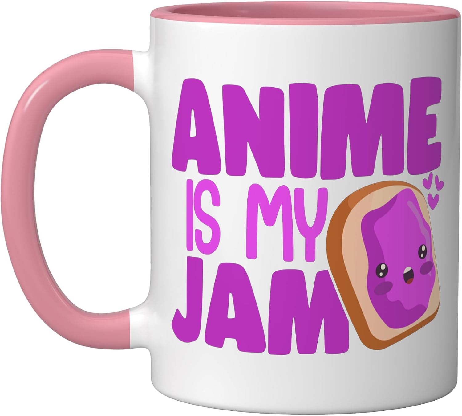 Cute Japanese Manga Women Girls Gift Otaku Kawaii Anime Ceramic Mug, Pink/White, 11oz