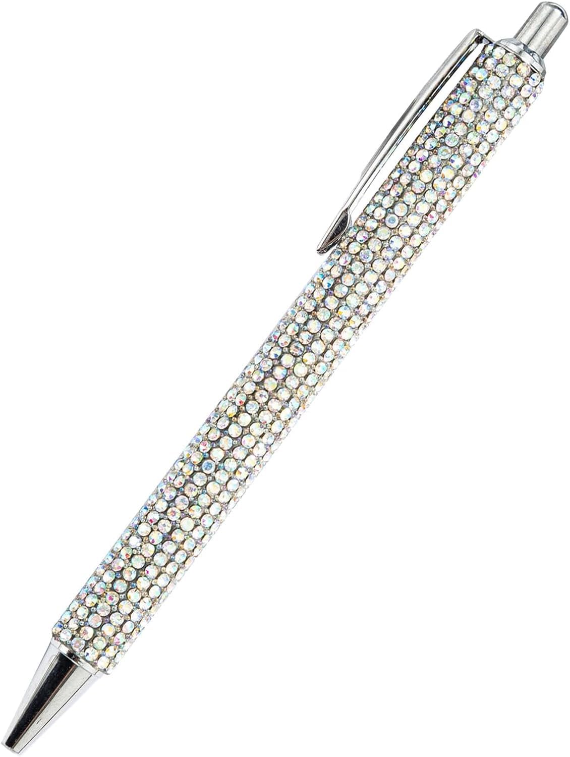 Buaak Silver Rhinestone Sparkly Pens for Girls, Bling Crystal Glitter Ballpoint Pens - Modern Cute Office & School Supplies, Beautiful Gift Set for Christmas, Graduation, Birthday