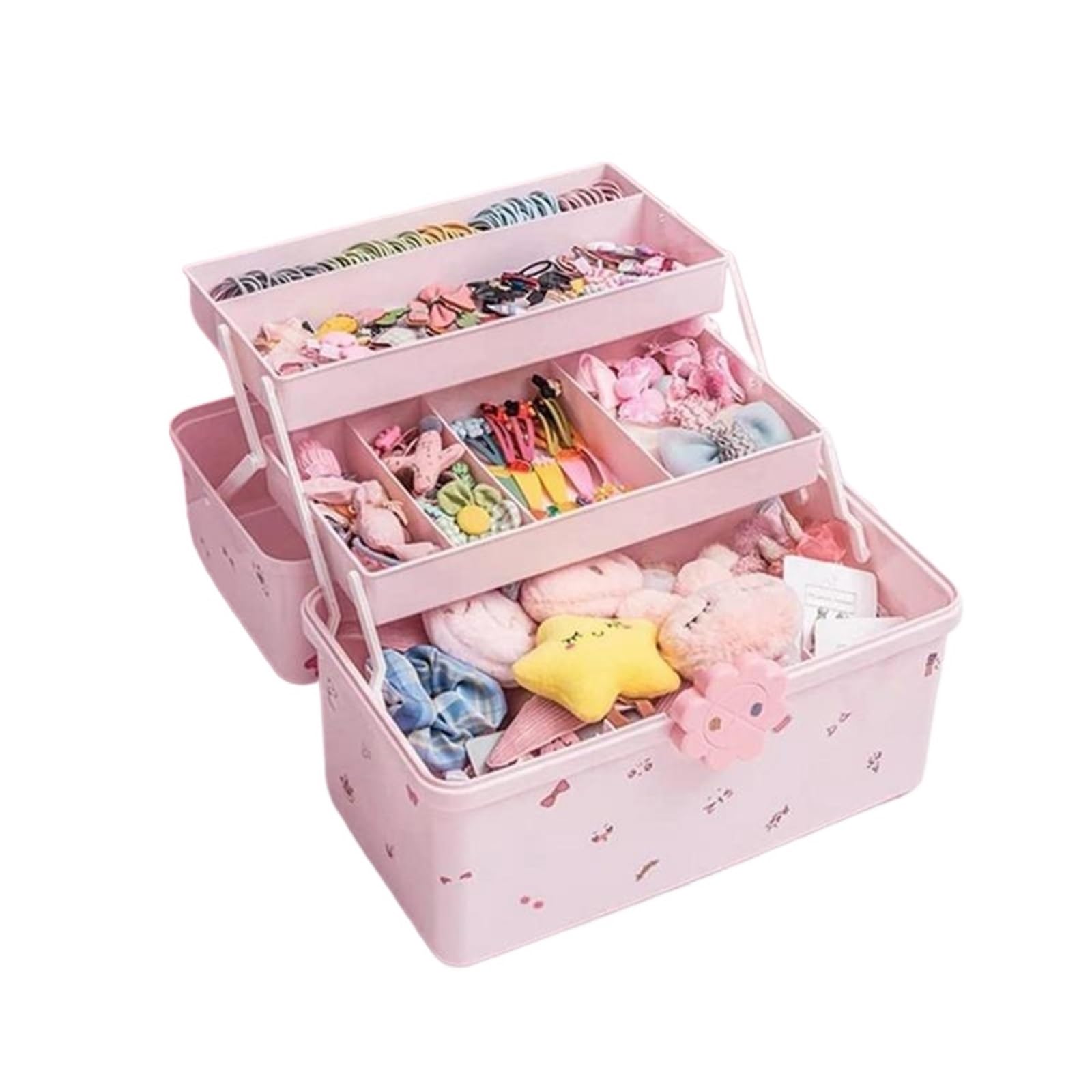 Haargummi Organizer Tragbare Aufbewahrungsbox for Haarschmuck, Schlafzimmer-Organizer for Haarnadeln, Gummibänder, Seile und Schmuck(L)