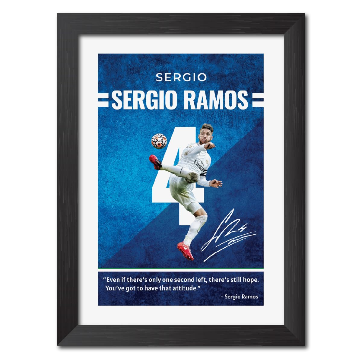 TenorArts Sergio Ramos Poster Frame Real Madrid Laminated Photo Print Framed Painting with Matt Finish Black Texture (12 inches x 9inches)
