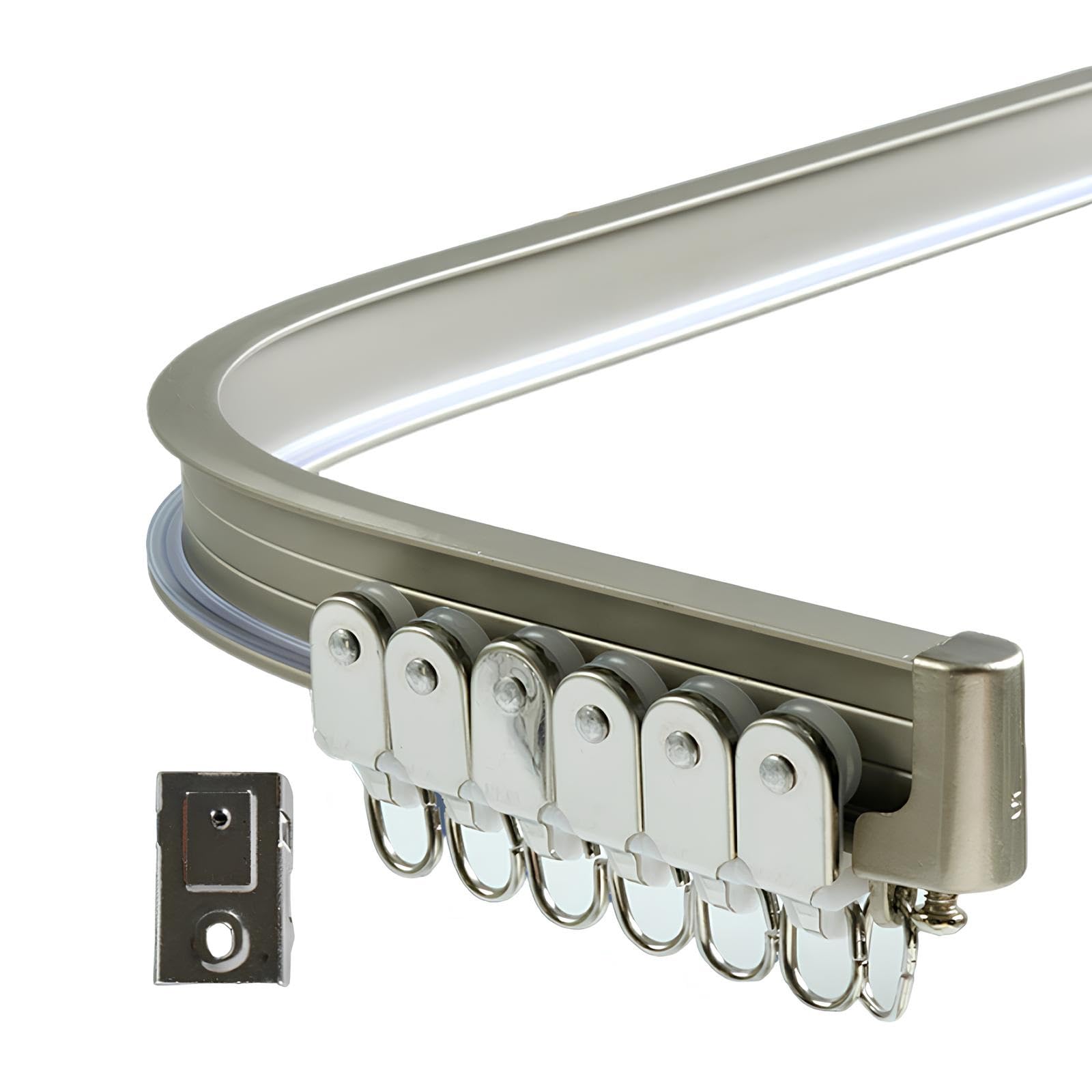 WQPMNYG Adjustable 5m Flexible Aluminum Curtain Tracks for Curved Ceilings Gray Ceiling or Wall Mount Rail System Perfect for Drapes & Curtains Installation
