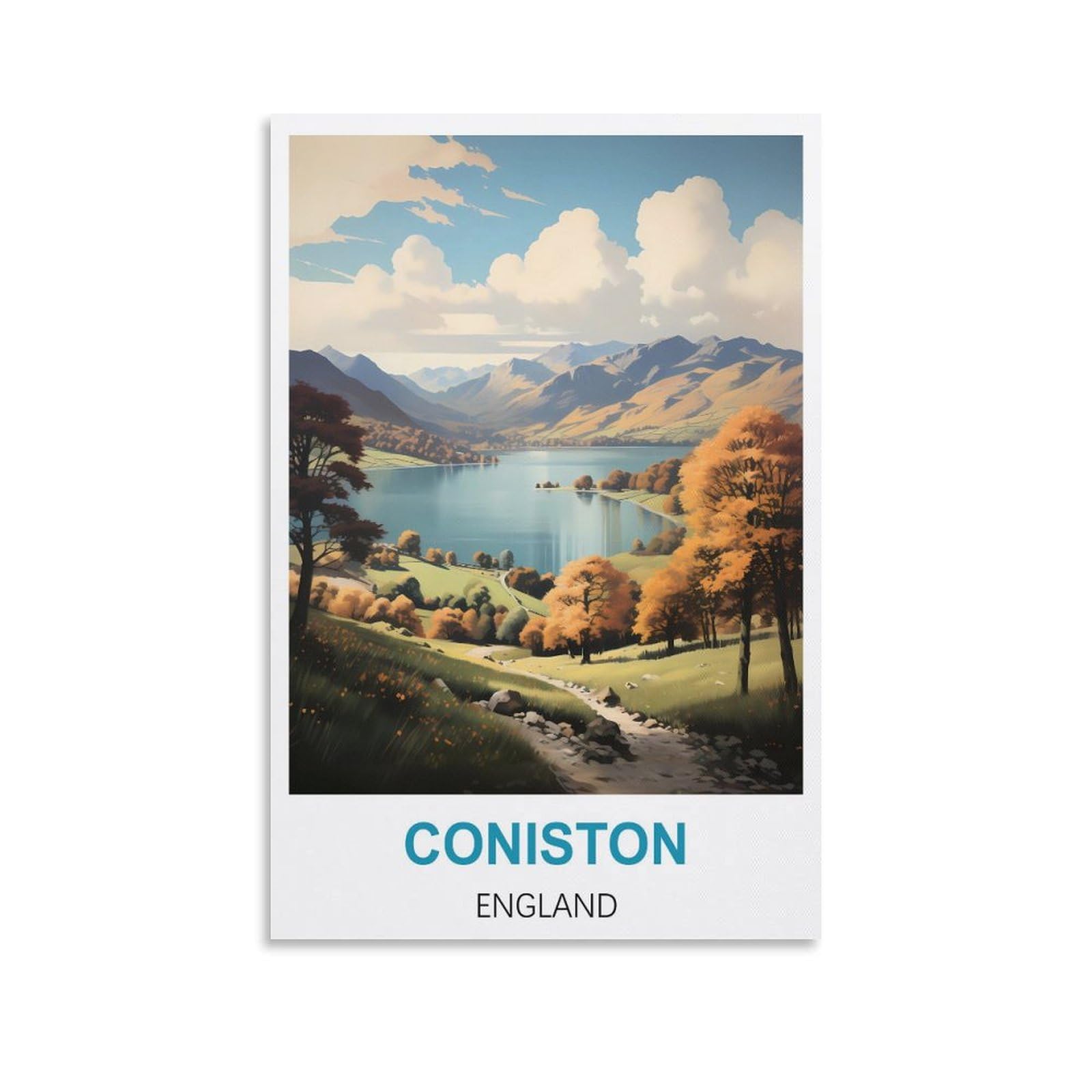 Retro Vintage Wall tin Plaque,Coniston Englands,Art Plaque Poster Wall Decor for Home Tool Room Bar Club Restaurant Cafe 30x30cm