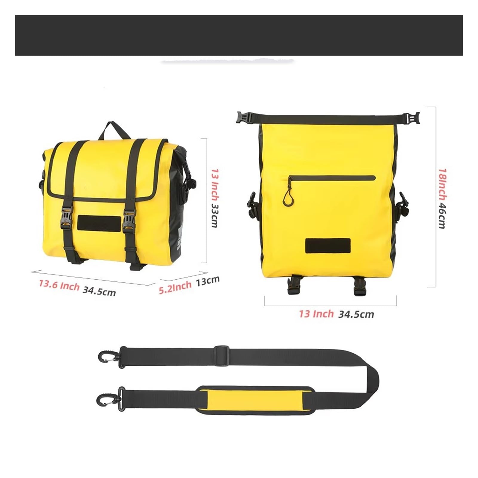 Borsa Posteriore Moto Per Maggior Parte Motori Borsa Sella Per Moto Impermeabile 15L Motore Sgancio Rapido Portaoggetti Laterale Per Laptop 1 Pezzo(Yellow-15L)