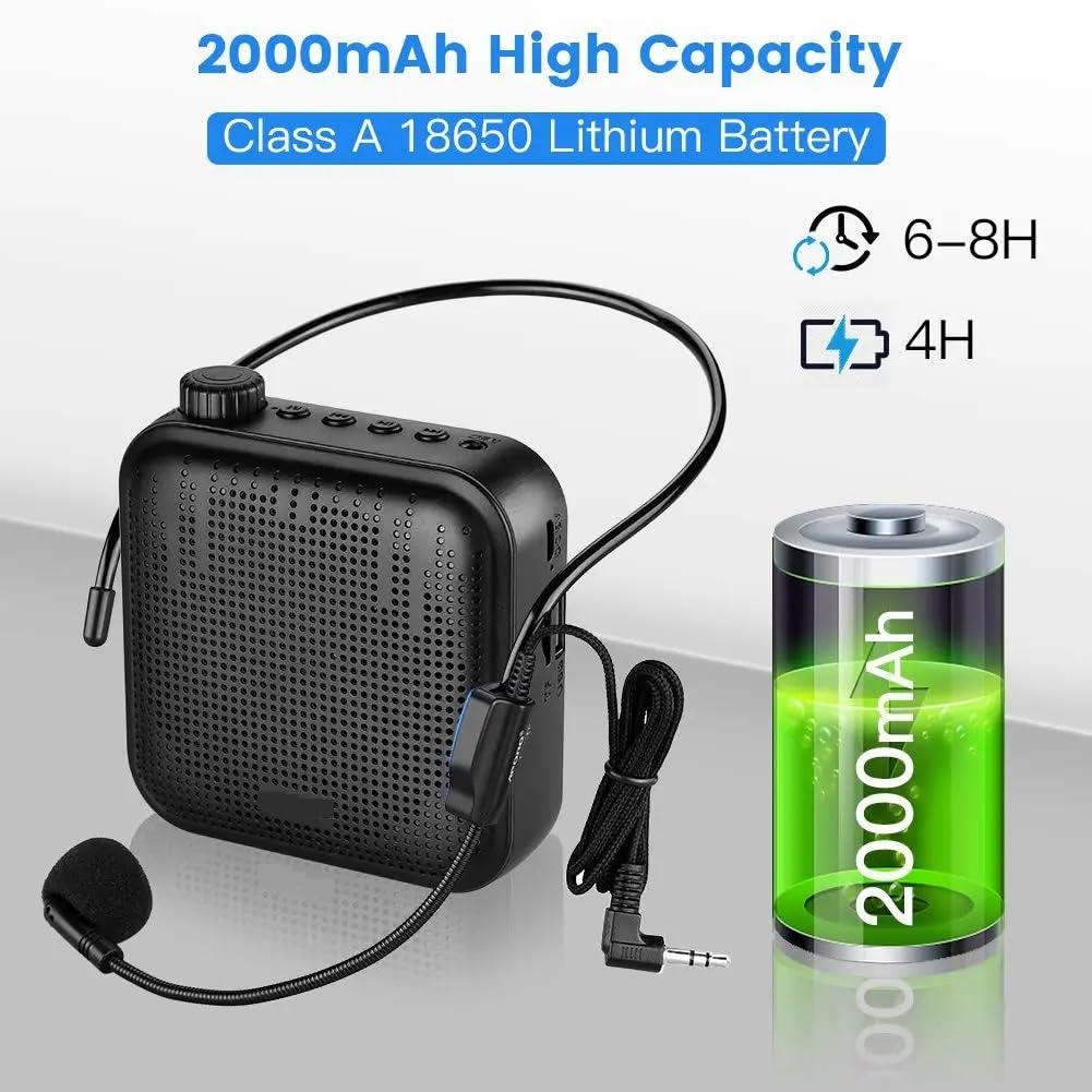 Amplificateur Vocal Portable Mégaphone Mini Haut-Parleur avec Microphone Ultralér Recharable for Les Enseignants Réunions et activités en extérieur