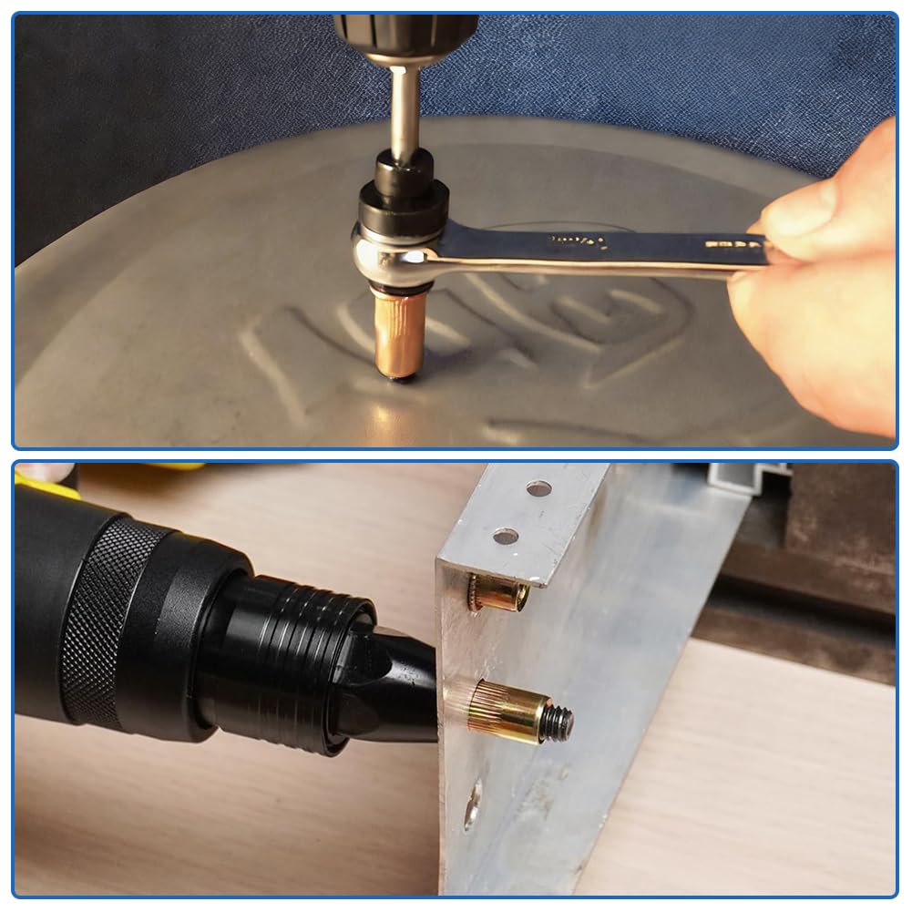 Lot de 6 pinces à écrou à riveter pour M3 M4 M5 M6 M8 M10 Écrous à sertir Pince à riveter Kit avec 66 écrous pour écrou à riveter manuel