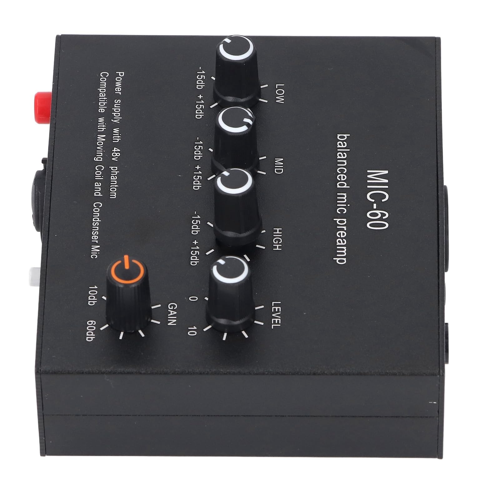 Jeanoko Przedwzmacniacz Mikrofonowy Dynamiczny Wzmacniacz Mikrofonowy XLR o Wzmocnieniu 60 DB i Mocy 48 V do Domowych Studiów, Występów na żywo i środowisk Nadawczych Stop Aluminium