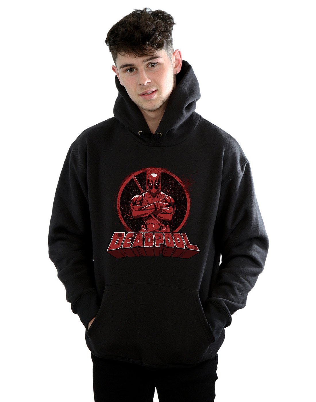 Marvel Men's Deadpool Crossed Arms Logo Hoodie Black XXX-Large