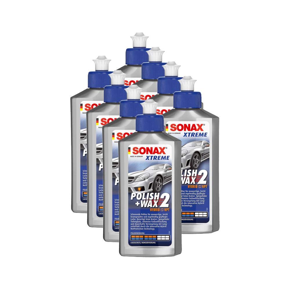 8 x Sonax 02071000 Xtreme Polish + Wax 2 Hybrid NPT abrillantador Cera 250 ml