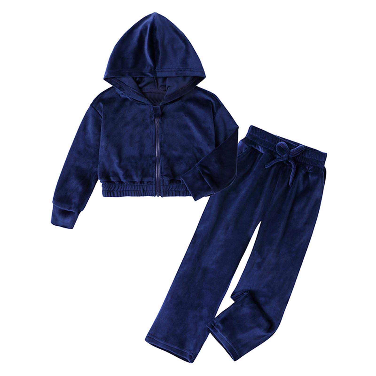 Chándal de terciopelo para niña, de forro polar, suave, informal, de dos piezas con pantalones para el día a día