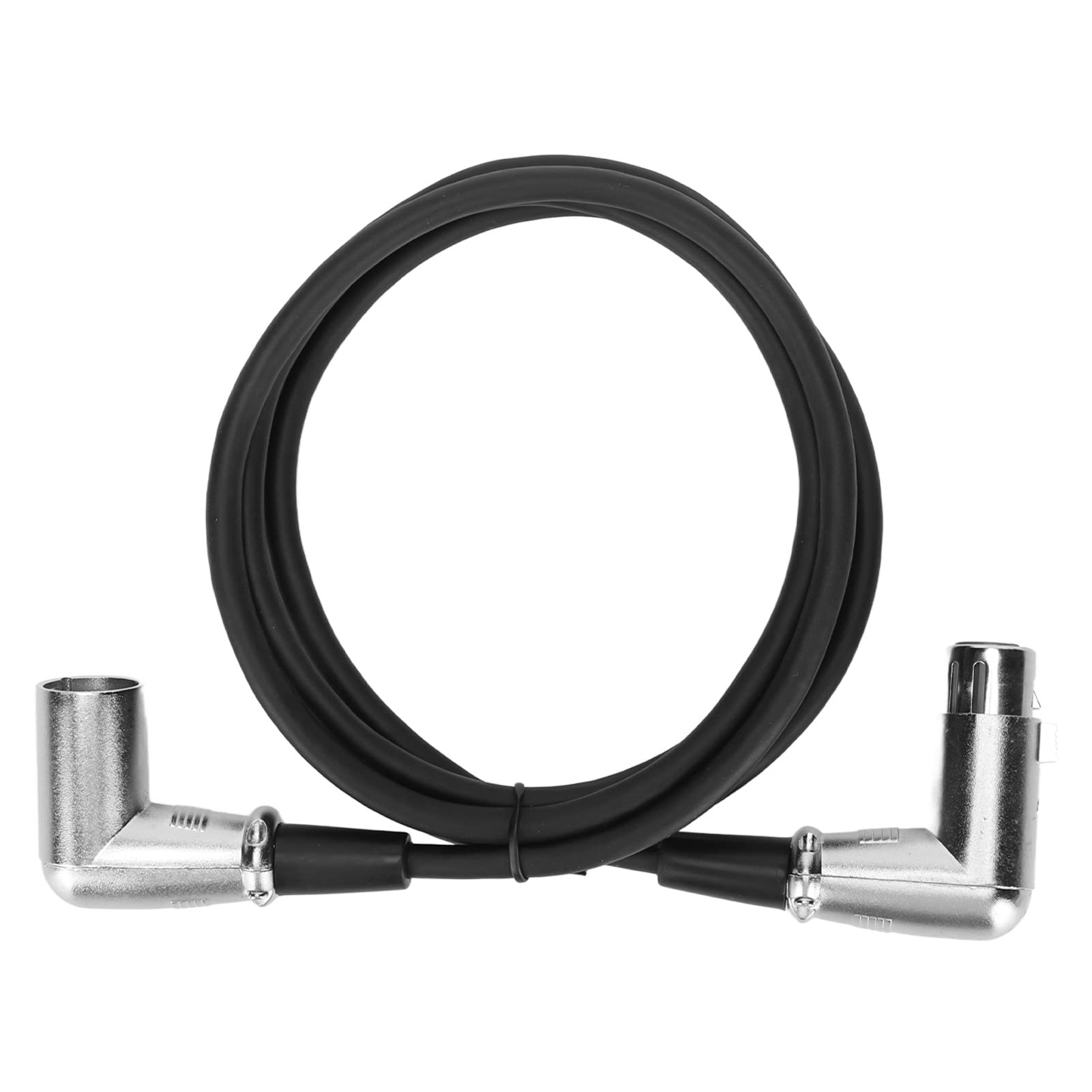 XLRオスからメスケーブル 3ピン、直角 シルバープレート仕上げ ノイズレス・ロスレス XLRサウンドコード マイク用スピーカー用、4.9フィート 高耐久性亜鉛合金ハウジングとOFC導体付き