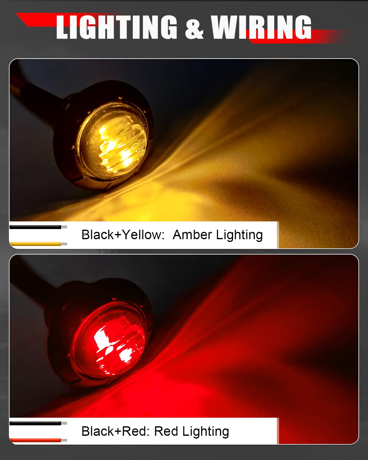 BJZ Marine Boat LED Lights Waterproof Amber to Red Dual Color 3/4'' Round LED Boat Interior Courtesy Deck Transom Cockpit Navigation Lights for Pontoon Fishing Boat Yacht Sailboat Kayak, 10Pcs