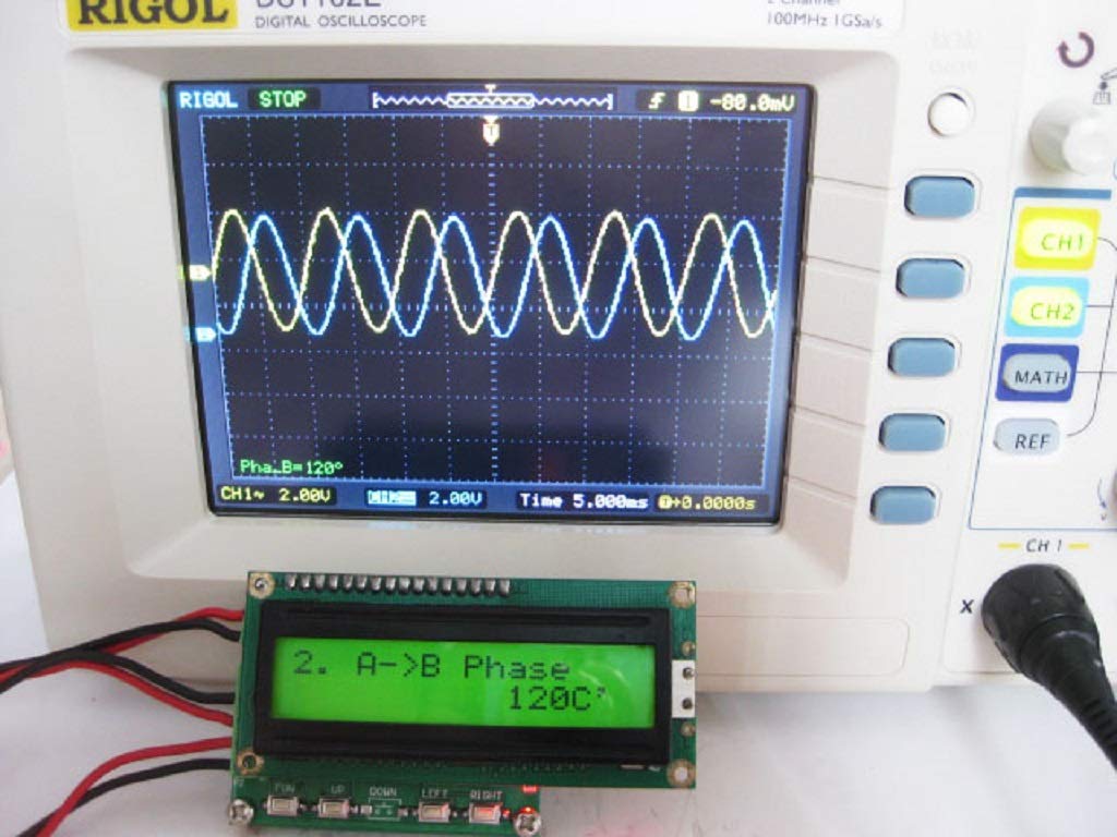 Taidacent Three Phase Sine Wave Generator Three Phase Signal Generator Adjustable 0~360 Degrees 0.1~2000kHz with Frequency Meter