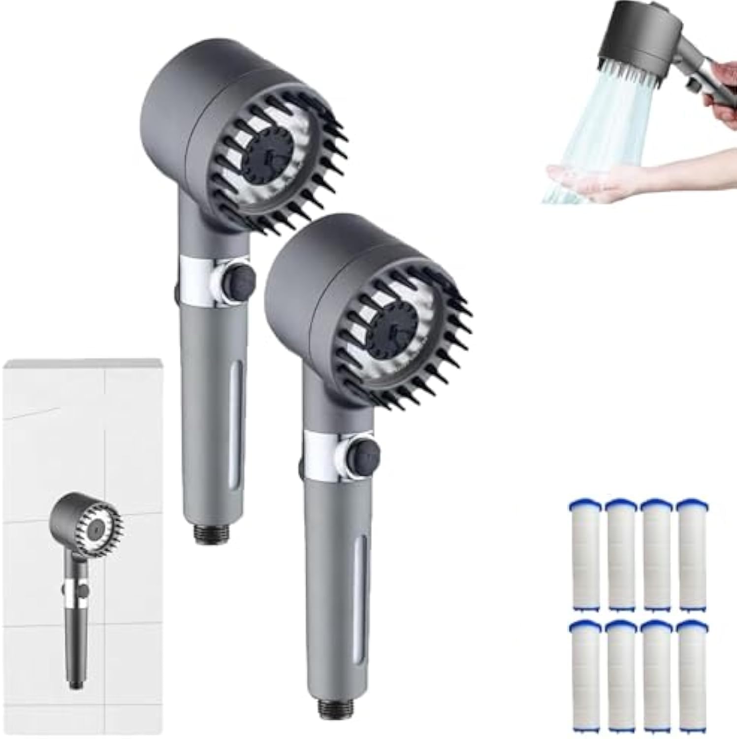Drivse Showerhead, Drivse Iondrops Showerhead with Filters for Hard Water, Less Water Up to 40%,Handheld High Pressure Power Shower Head (2 Sets)