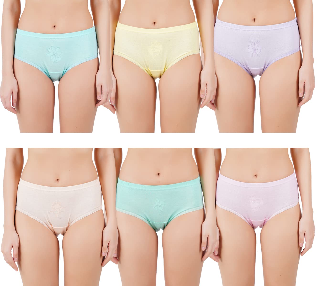 yellowdelight Women Cotton Embroidery Panties Multicolor Pack of 6-picture-41