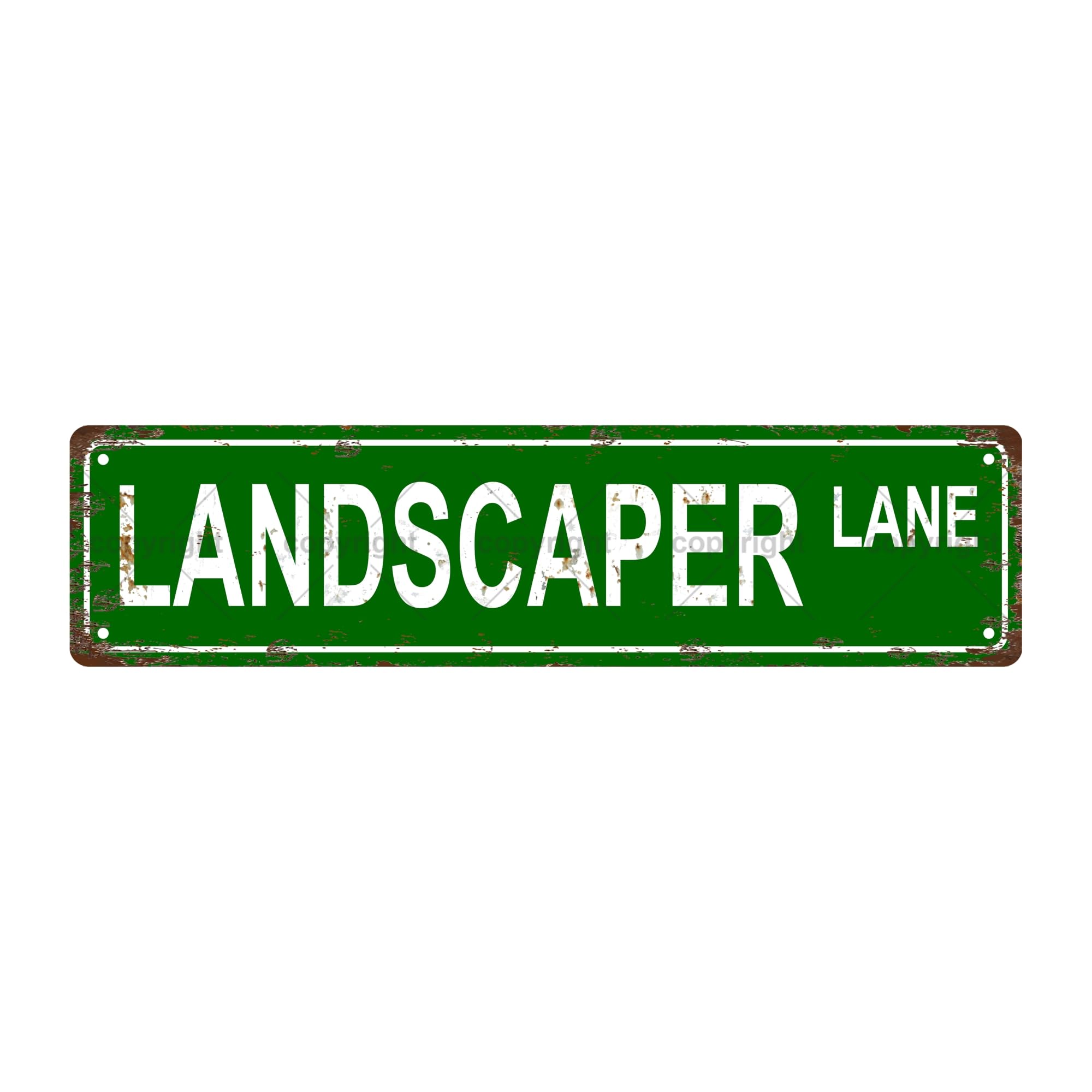 Landscaper Lane Occupation Metal Tin Street Sign Bar Cafe Garage Cave Home Room Wall Bathroom Farmhouse Garden Porch Patio Decor,4x16 Inch
