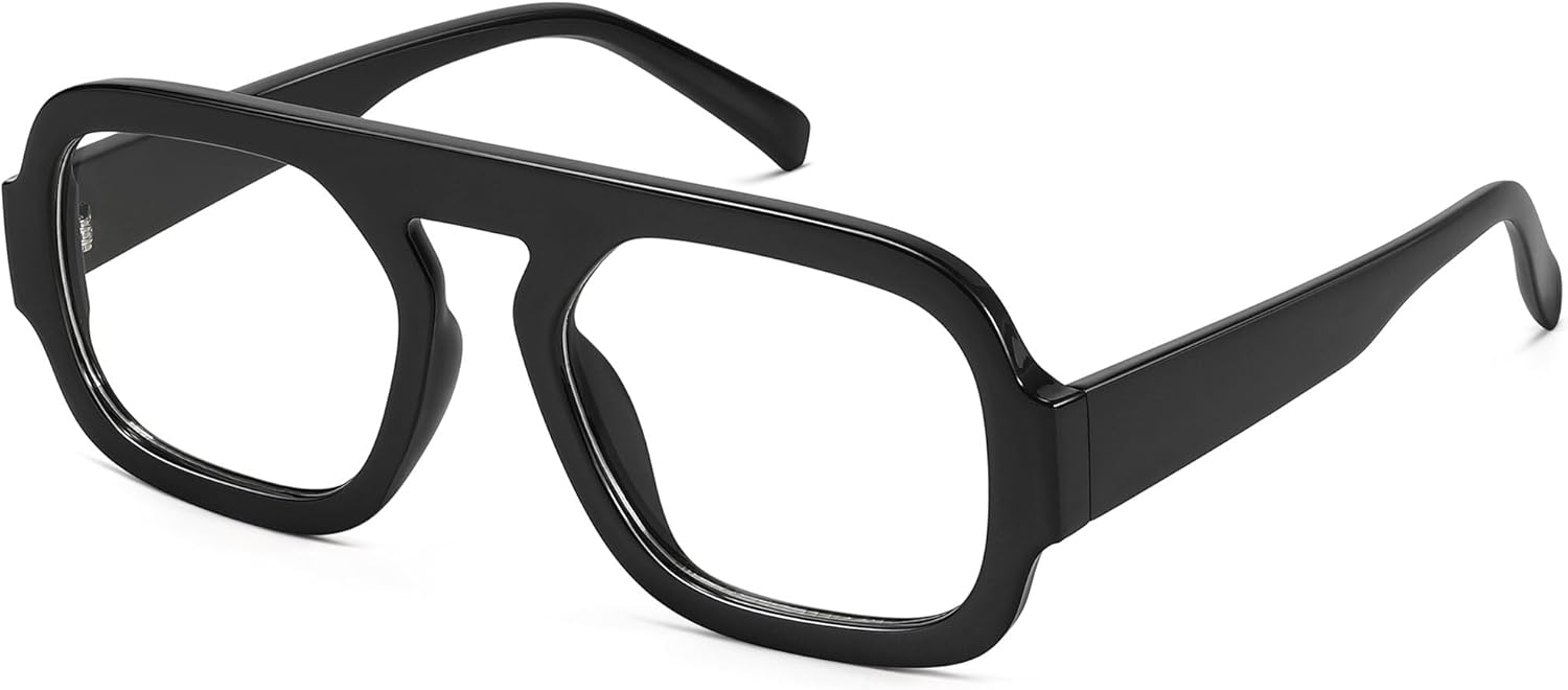 MEETSUN Oversized Retro Square Aviator Computer Blue Light Blocking Glasses for Women Men Fashion Fake Eyeglasses