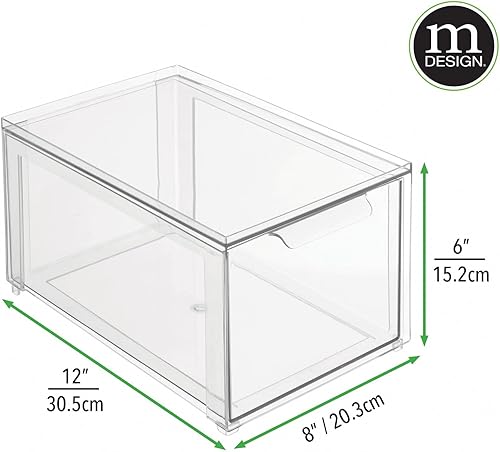 Miniatura 3 de mDesign Organizador de almacenamiento de baño apilable de plástico con cajón extraíble para armario, tocador, estante, armario, armario o
