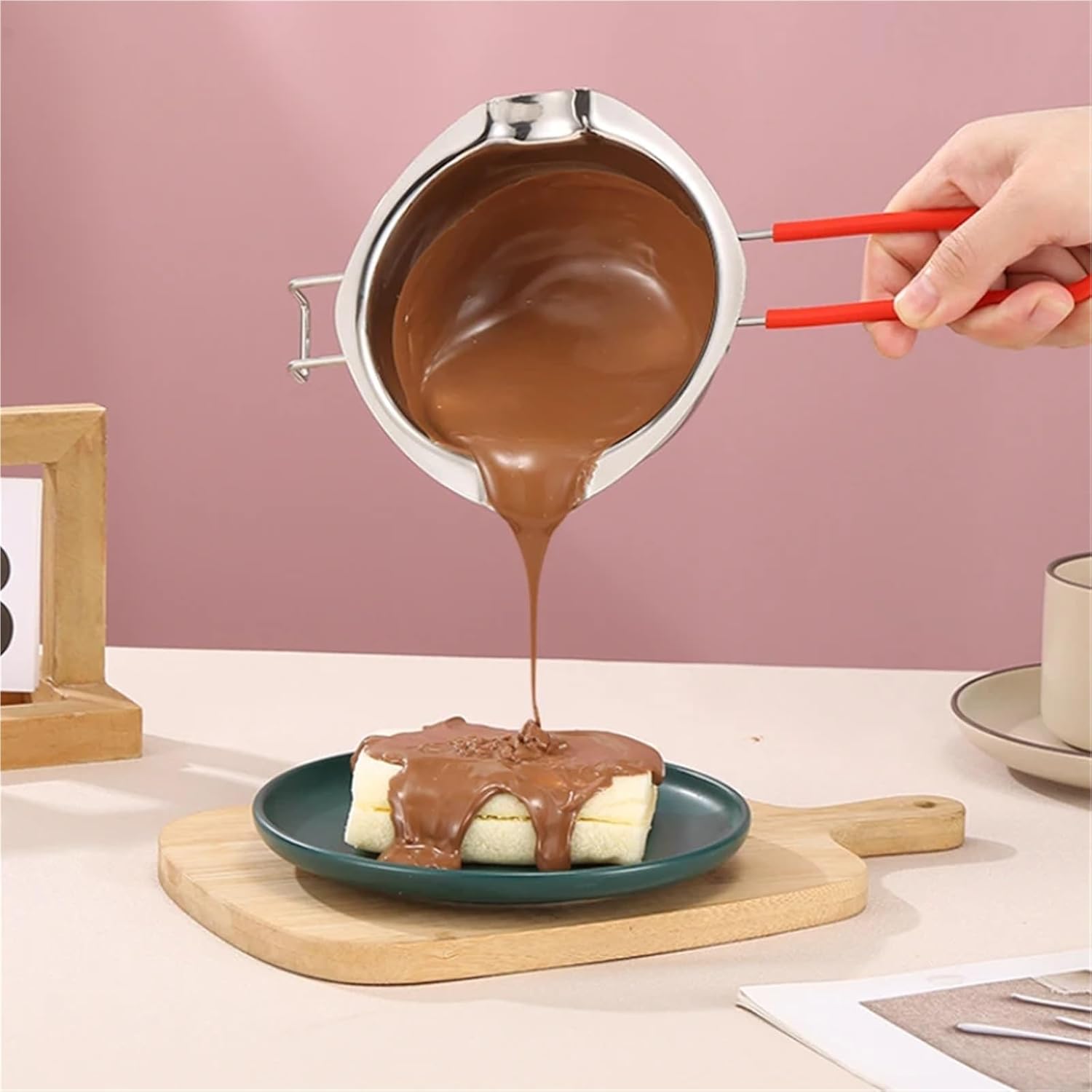 Stainless Steel Wax Melting Pot Double Boiler for Chocolate Candy Warmer Bowl Bakeware(400ML B)