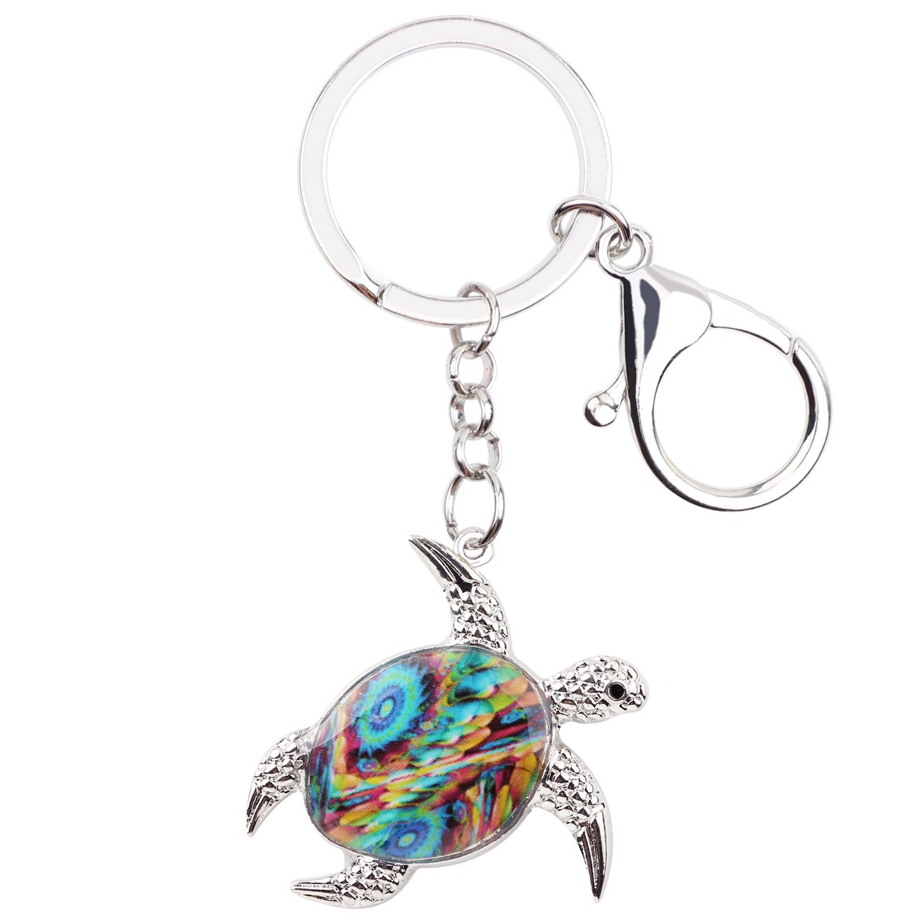 WEVENI Alloy Turtle Keychain Tortoise Keyring Ocean Jewelry Enamel Charms For Women Girls Bag Car Wallet (Blue)