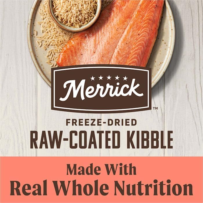 Miniatura 3 de Merrick Healthy Grains Salmón y arroz integral, croquetas crudas recubiertas, alimento natural liofilizado para perros con alto contenido de