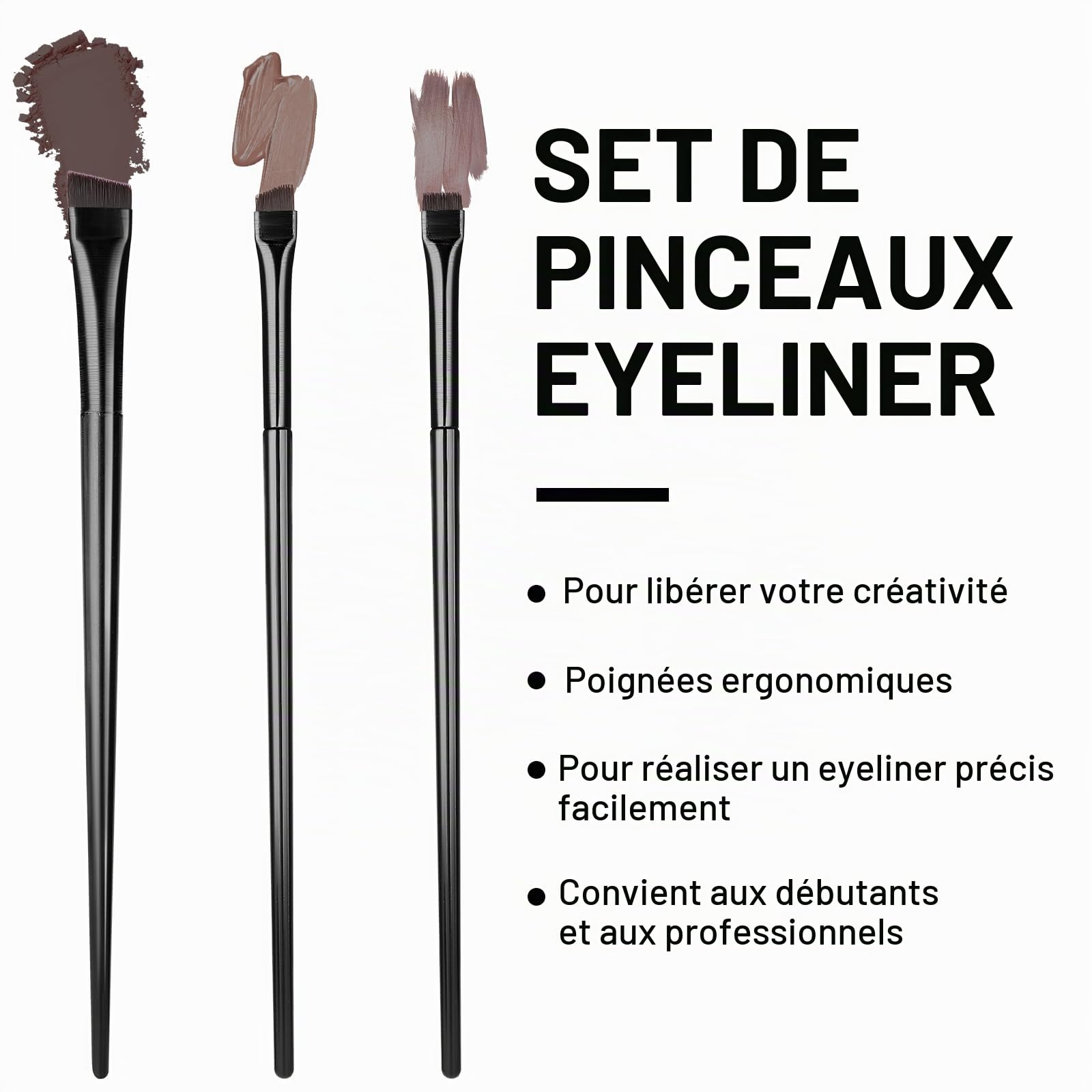 Lot De 3 Pinceaux À Sourcils Pinceau À Sourcils Biseauté Fin Pinceaux De Maquillage Ultra Fins Pinceaux De Maquillage À Poils Synthétiques Sans Cruauté Envers Les Animaux