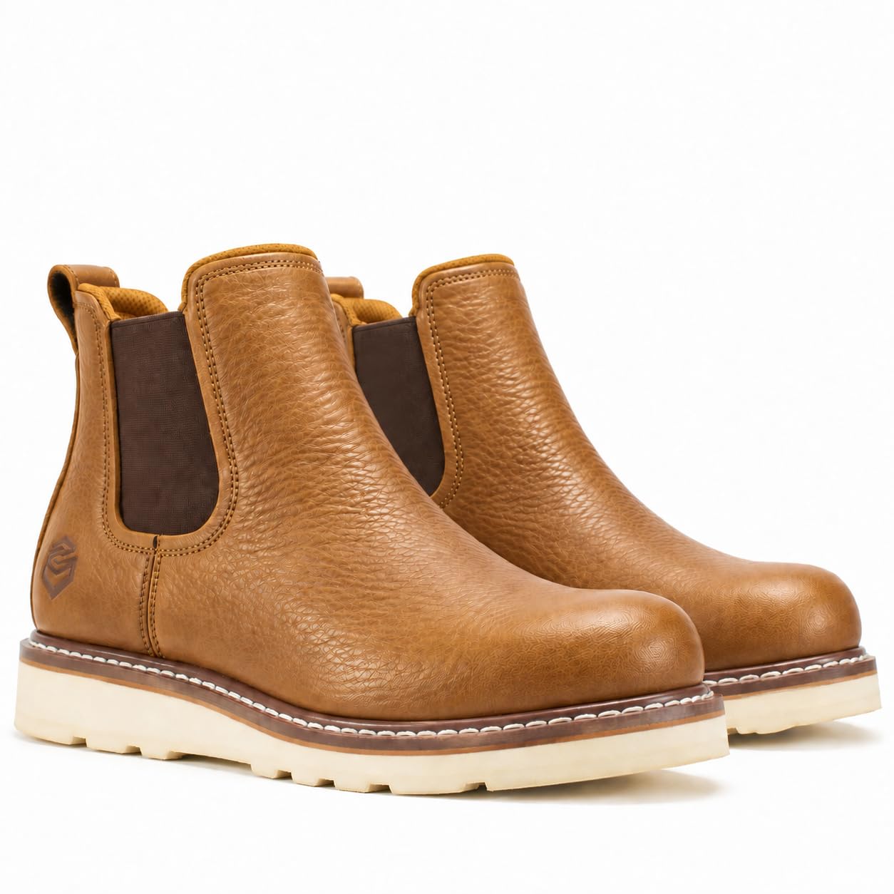 Men's 6-Inch Slip-On Chelsea Work Boots, Soft Toe Leather Boots