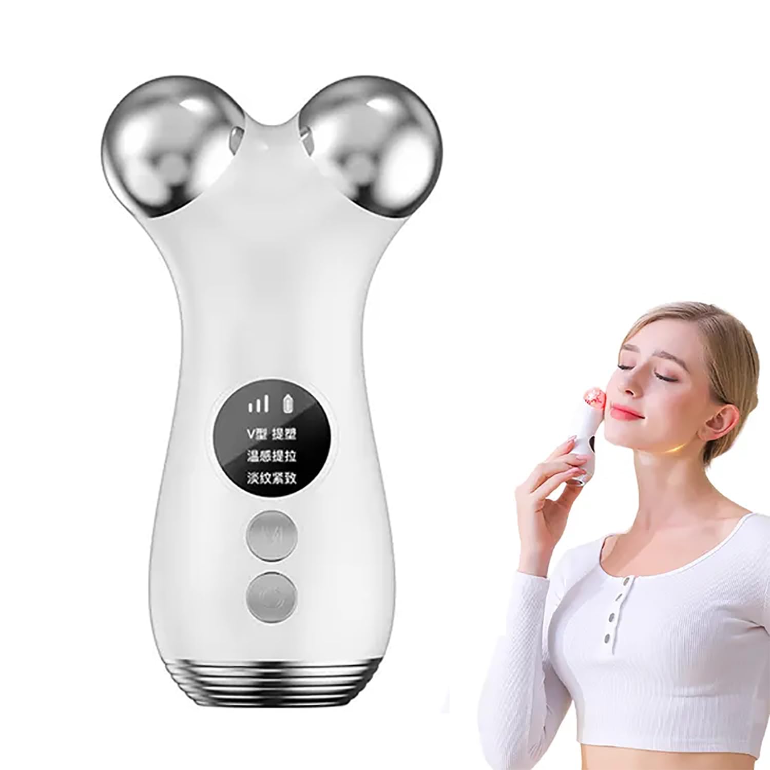 Microcorriente Facial Esculpir Dispositivo, Máquina Lifting Facial, 3 Modos Ajustables Y Efectivamente Mejorar La Forma De La Cara, El Apoyo Calor a Temperatura Constante Comprimir, Para El Hogar