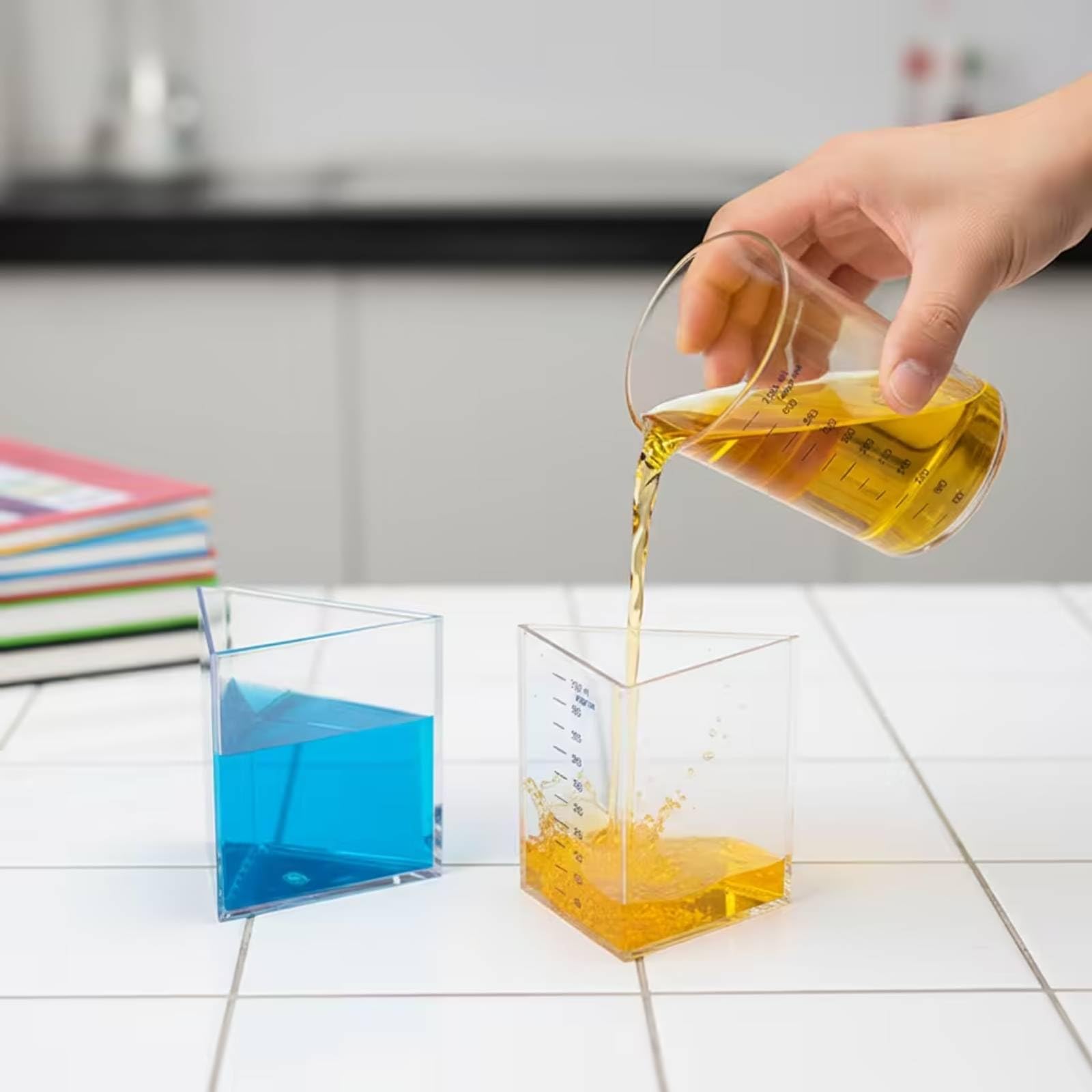 Sharplace 5 Stück Kinder Volumen Messbecher set Geometrische Messgefäße Becher Zylinder Kegel aus Klarem Acryl mit Aufgedruckter Skala für Schule Klassenraum Lernlabor Zuhause