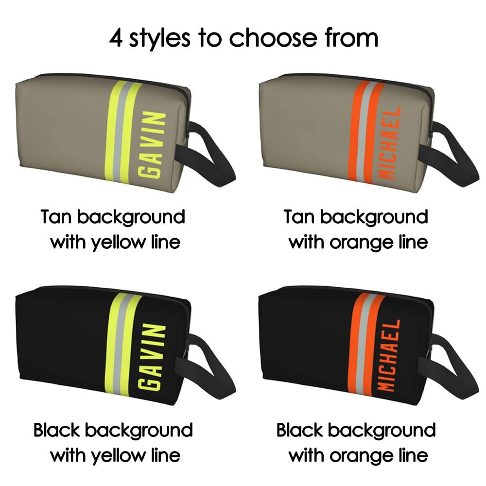 Personalized Firefighter TAN Toiletry Bag Portable Travel Toiletry Organizer Dopp Kit for Men