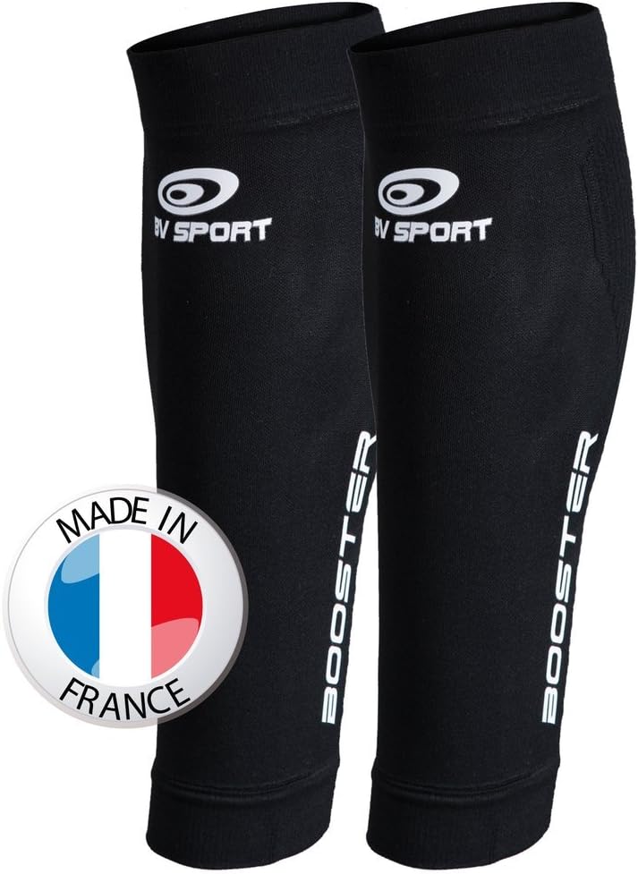 BV Sport Booster One Shin Compression Sleeves, Black, Size M