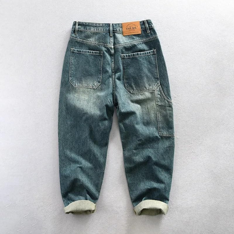 Spring Autumn Retro Cargo Jeans Pants Men Cotton Loose Casual Mens Trousers3