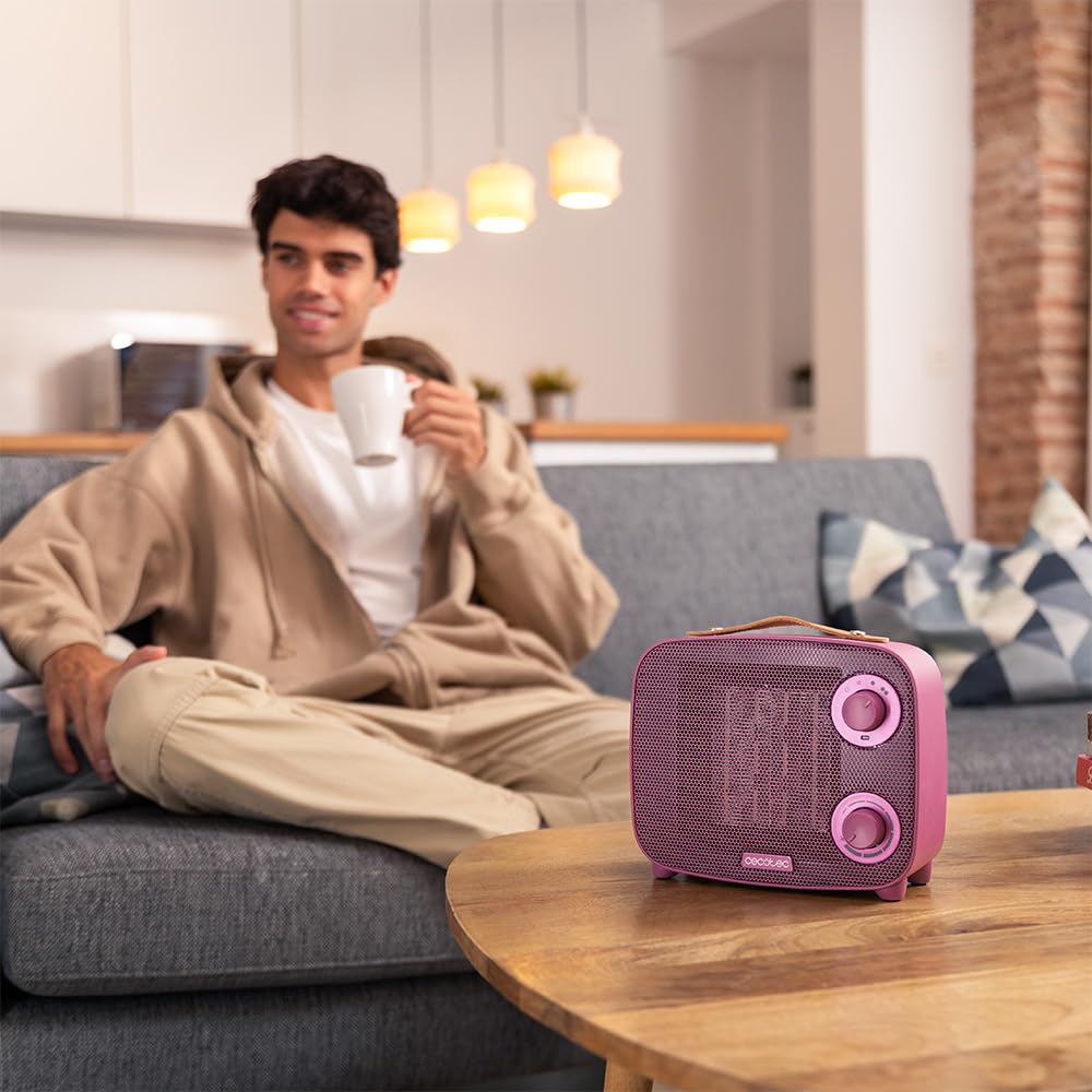 Cecotec Termoventilatore Ceramico da Tavolo ReadyWarm 1500 Ceramic Aura. 1500W, 3 Modalità, Termostato Regolabile, Silenzioso, Tripla Sicurezza, Design Moderno, Copertura 15m², Efficienza Energetica