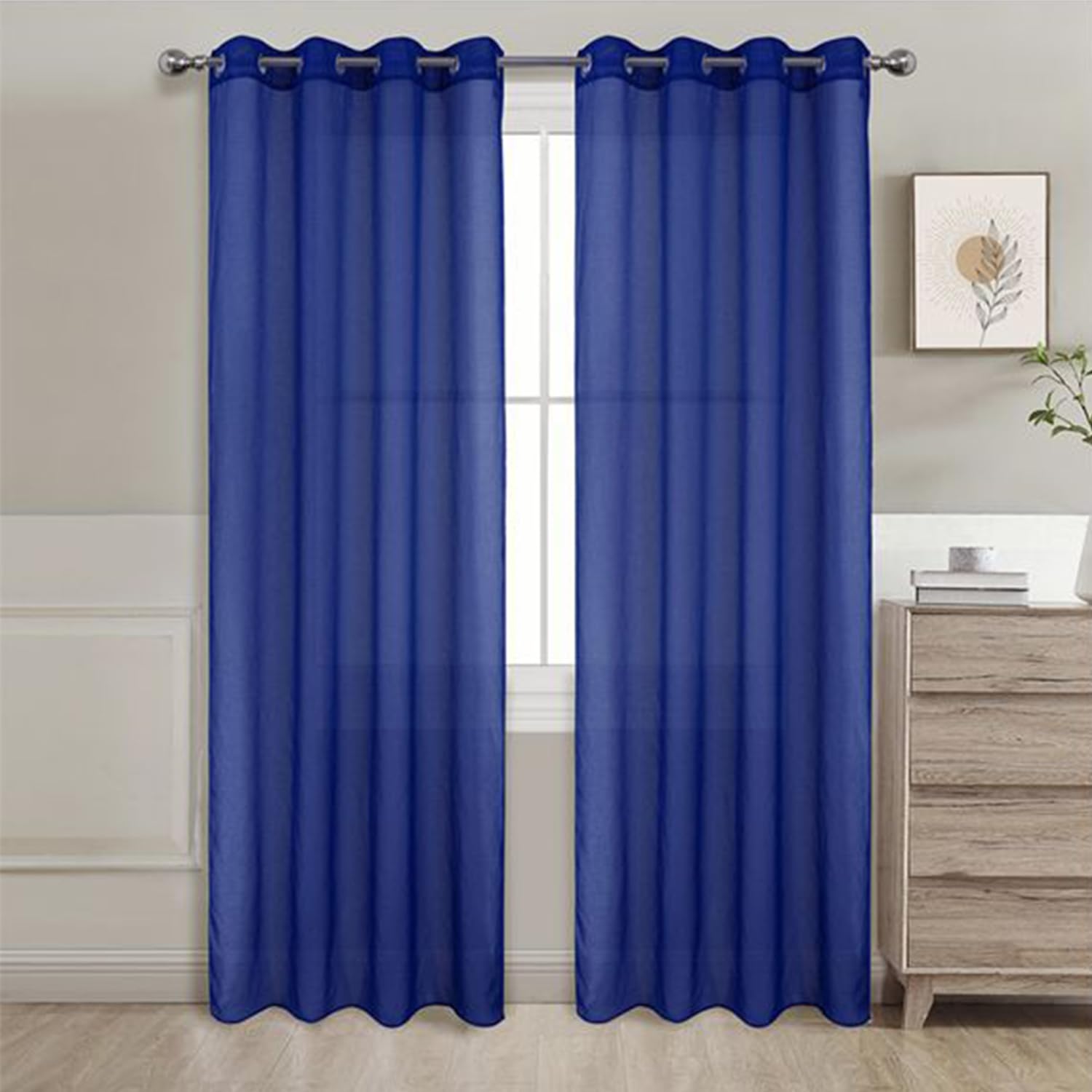 GREATOYAR Cortinas Salon Modernas, Cortinas Visillos Liso, Translúcidas Visillos, Cortinas Poliéster, Cortinas para Sala Cuarto Dormitorio Comedor Cocina Salón, 2 Piezas, 140x260cm, Azul