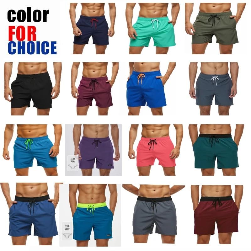 Pantalones Cortos De Natación Verano for Hombre, Moda Deportiva, Transpirable, Cintura Elástica, Forro Malla con Bolsillo, Bermudas Masculinas para Nadar