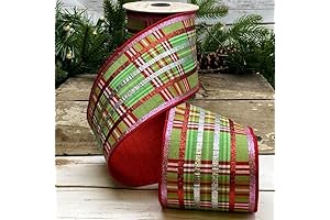 Deck Your Halls with Festive D Stevens Ribbons|4'' Wired Faux Dupion Plaid Glitter Ribbon