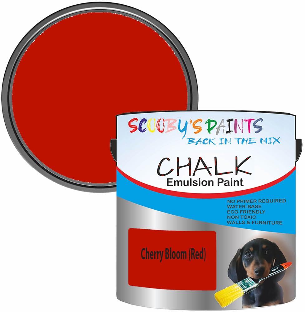 Scooby's Paints Chalk Emulsion Paint, Water-Based, No Primer Required, 250ml, For Walls and Furniture (Cherry Bloom (Red)) — image 1