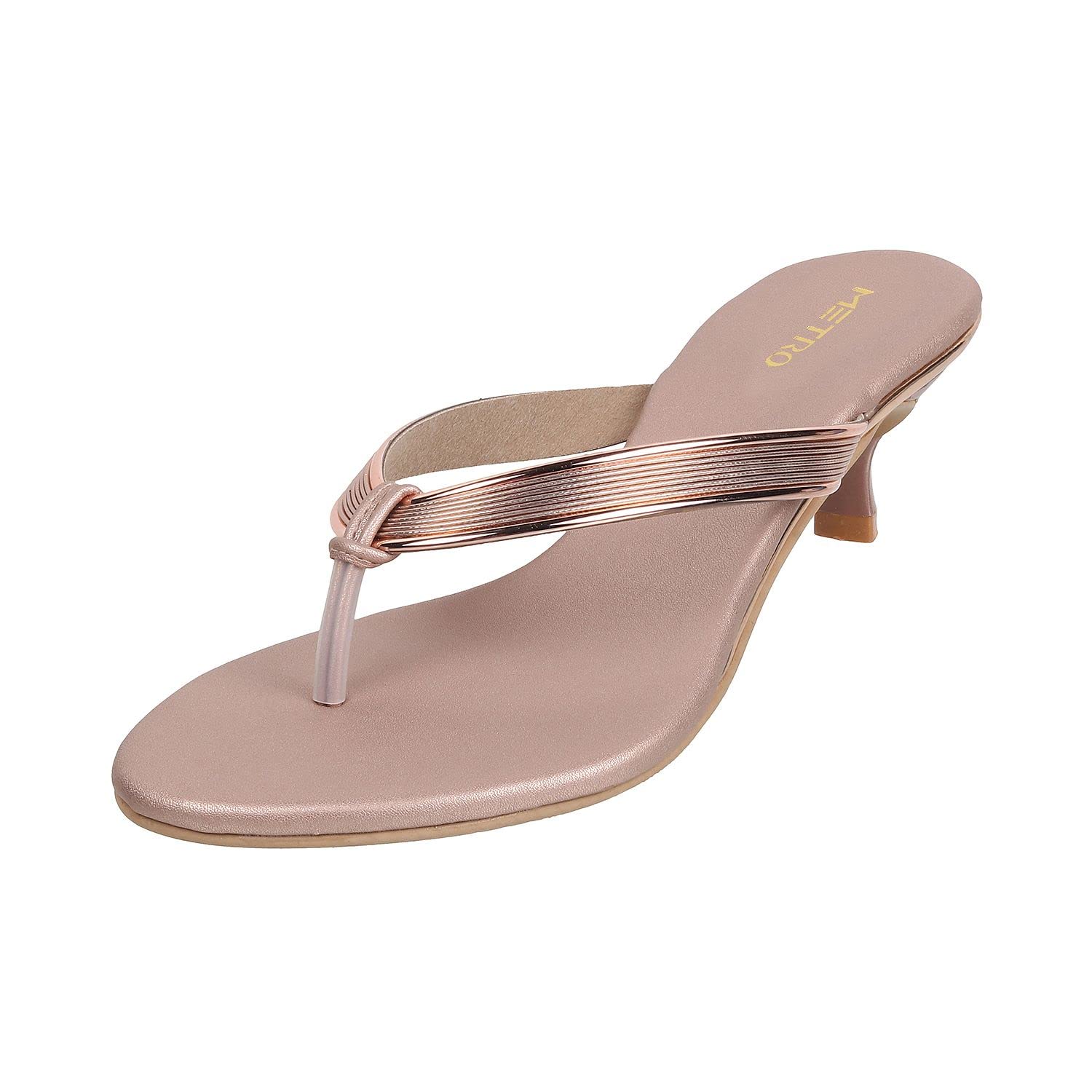 Metro Women Rose Gold Synthetic Leather Heel Sandal UK/8 EU/41 (40-129) (B0C691TDNH) Amazon Price History, Amazon Price Tracker
