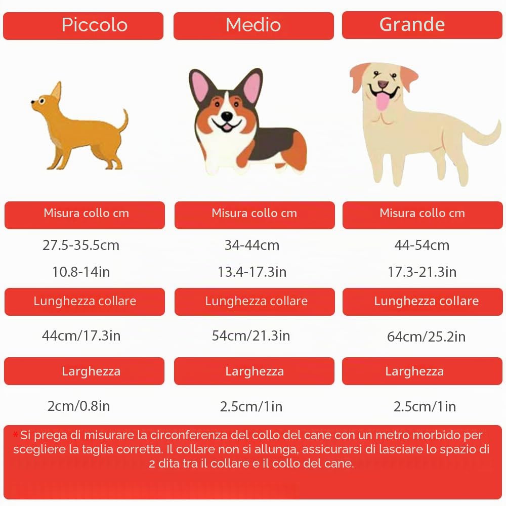 Collare Cani in Pelle Morbida Genuina Regolabile di Imbottito Migliore per Piccoli Cani di Razza Media Grande (L, Rosso)