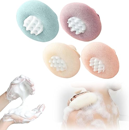 Vista 10 de Bola de Baño con Ventosa Girasol Super Suave, Nueva Bola de Baño 2-en-1 Girasol 2025 con Anillos para los Dedos, Esponja de Baño Exfoliante