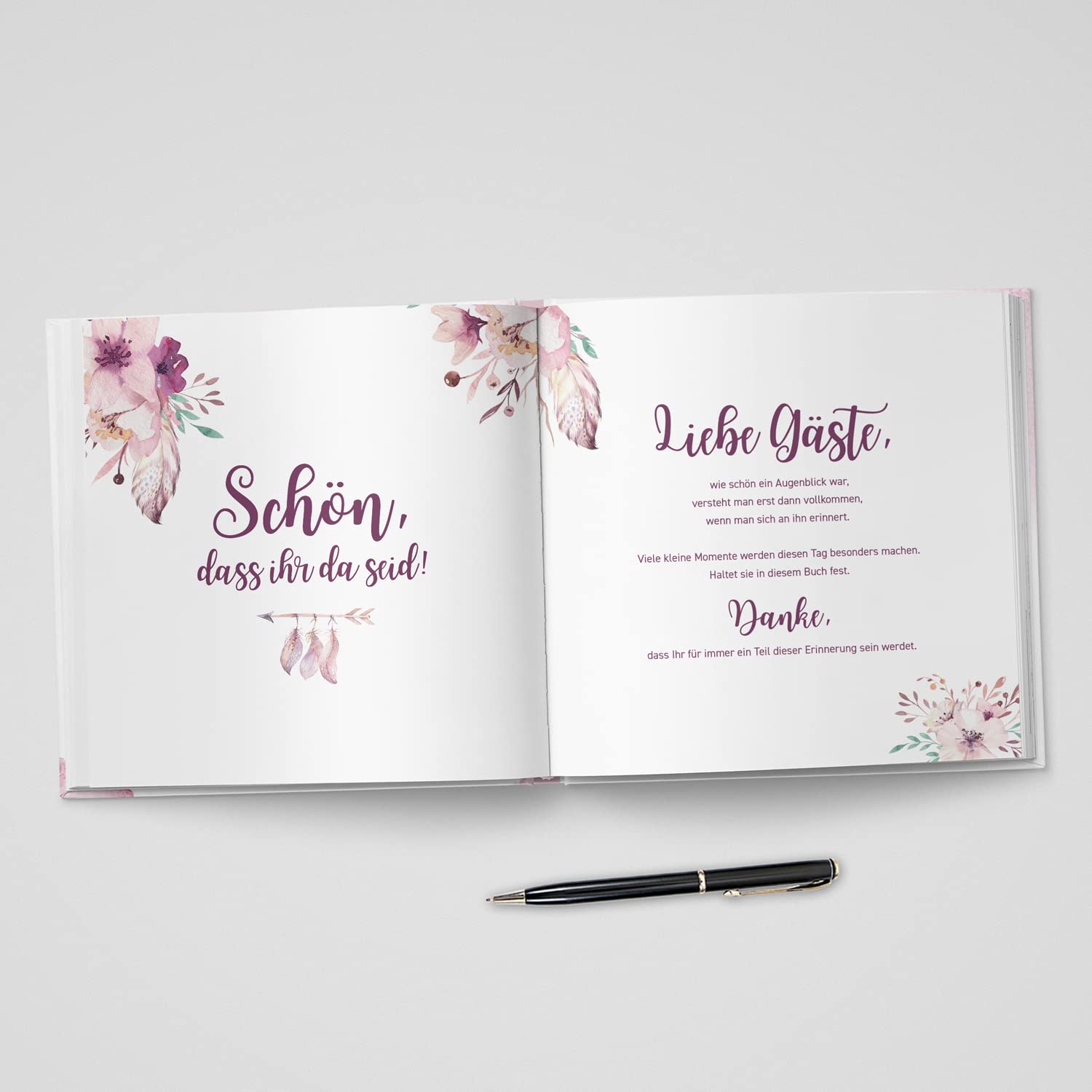 Gästebuch zur Hochzeit mit Fragen - quadratisch - Hochzeitsgästebuch Hochzeitsalbum Hochzeitsbuch (Boho Love)
