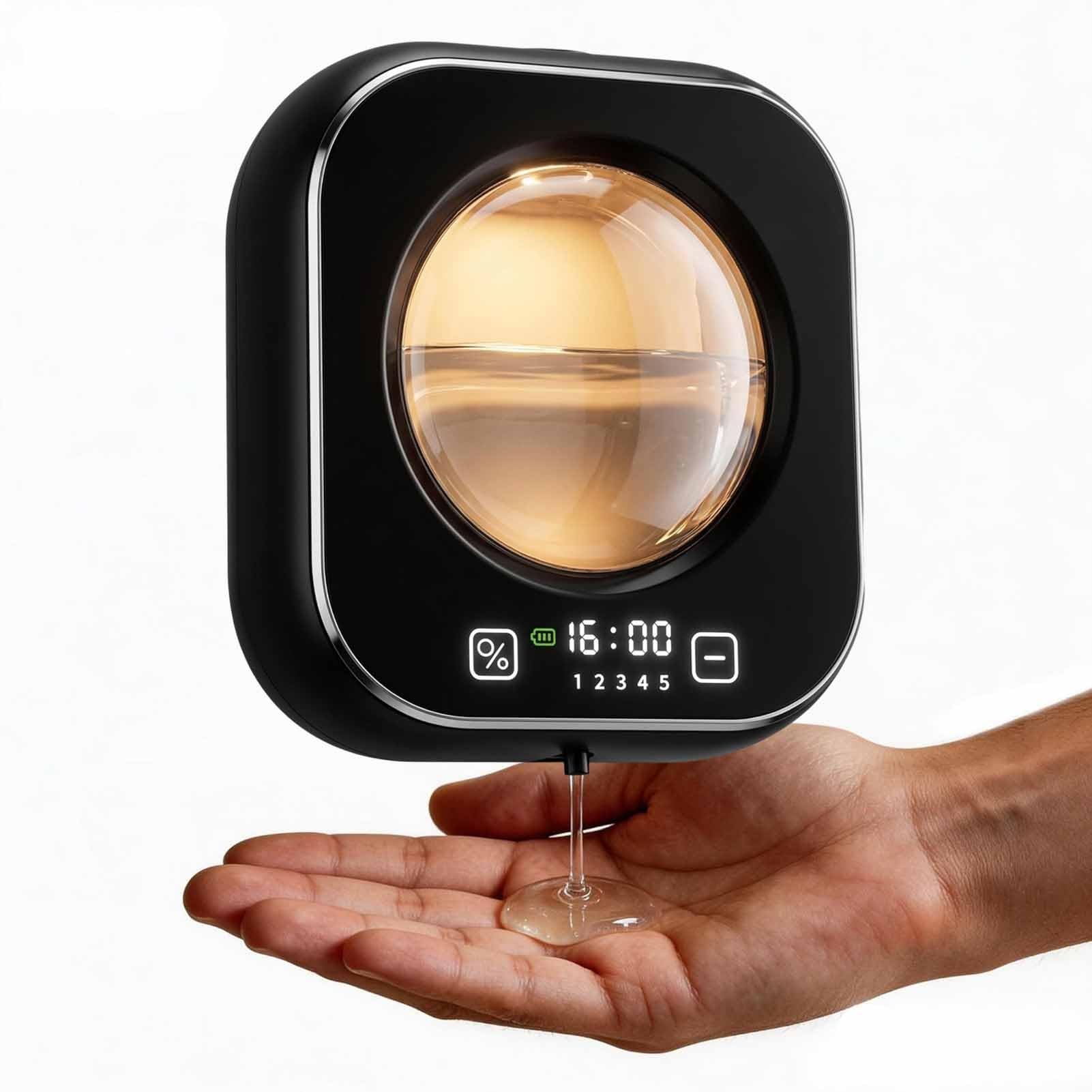 Automatic Hand Sanitizer Dispenser, 5-Level Adjustable Wall-mounted Hand Sanitizer Dispenser, Suitable for Kitchens, Bathrooms, Offices, and Commercial Spaces(Black)
