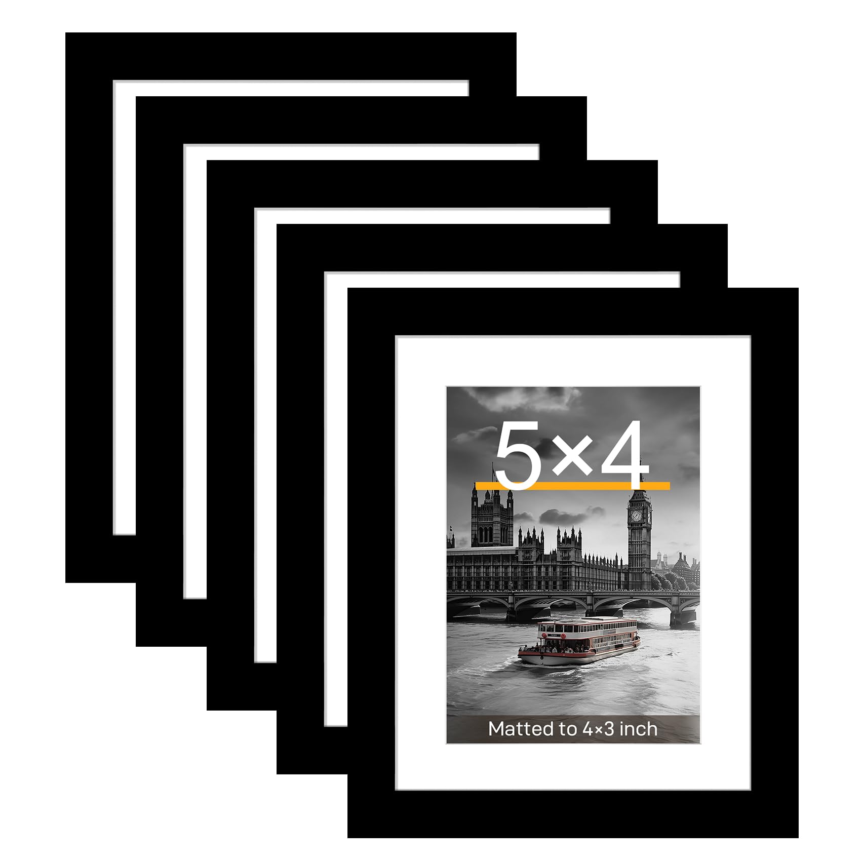 MUXIUNT Black 5x4 Picture Frame Set of 5, with Mount for 4x3 Photos