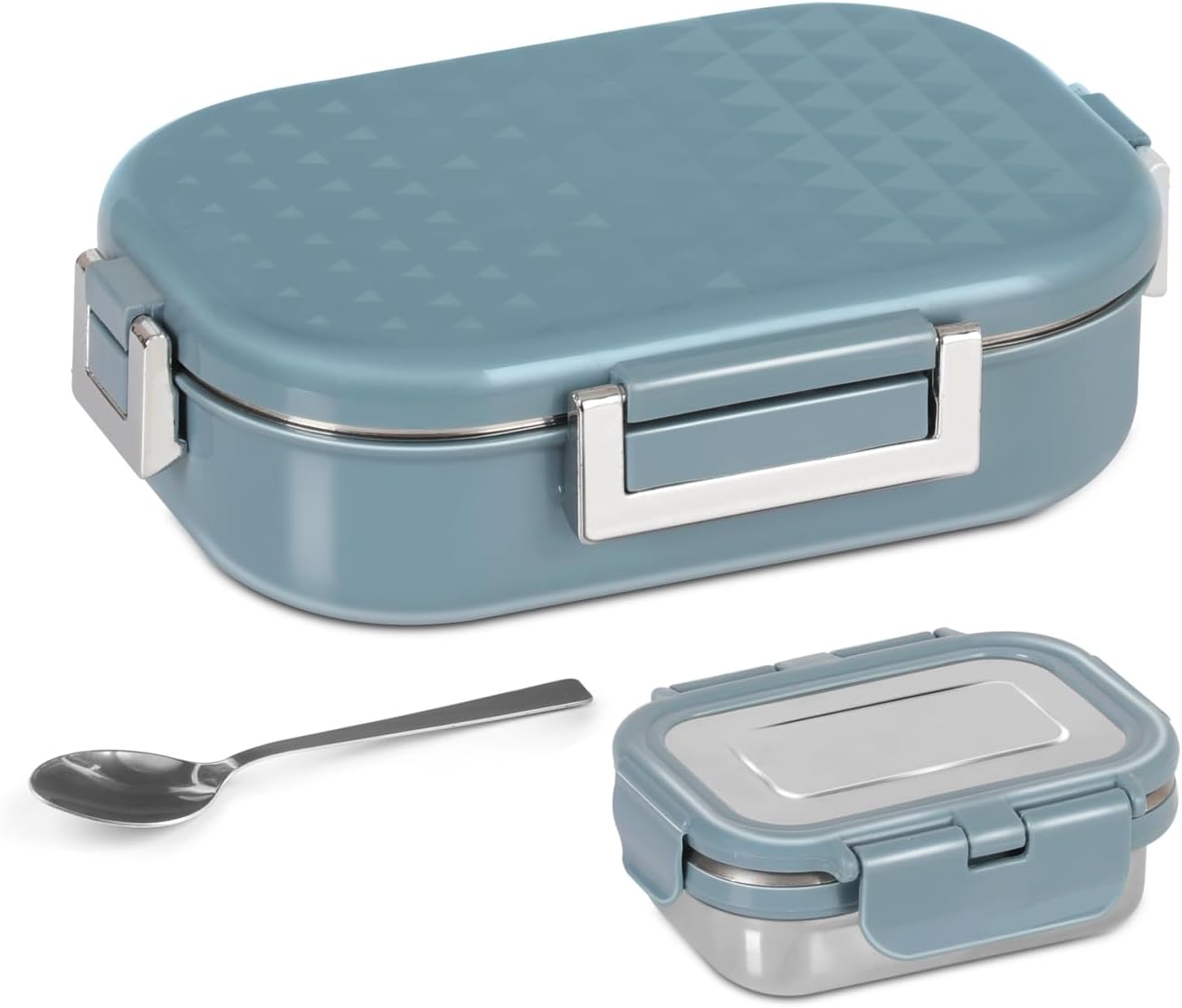 JAYPEE Snapsteel Inner Stainless Steel Insulated Lunch Box Blue, 650 ml, Airtight Tiffin Box for School Kids | Spillproof with Silicon Seal | Food Grade | BPA Free