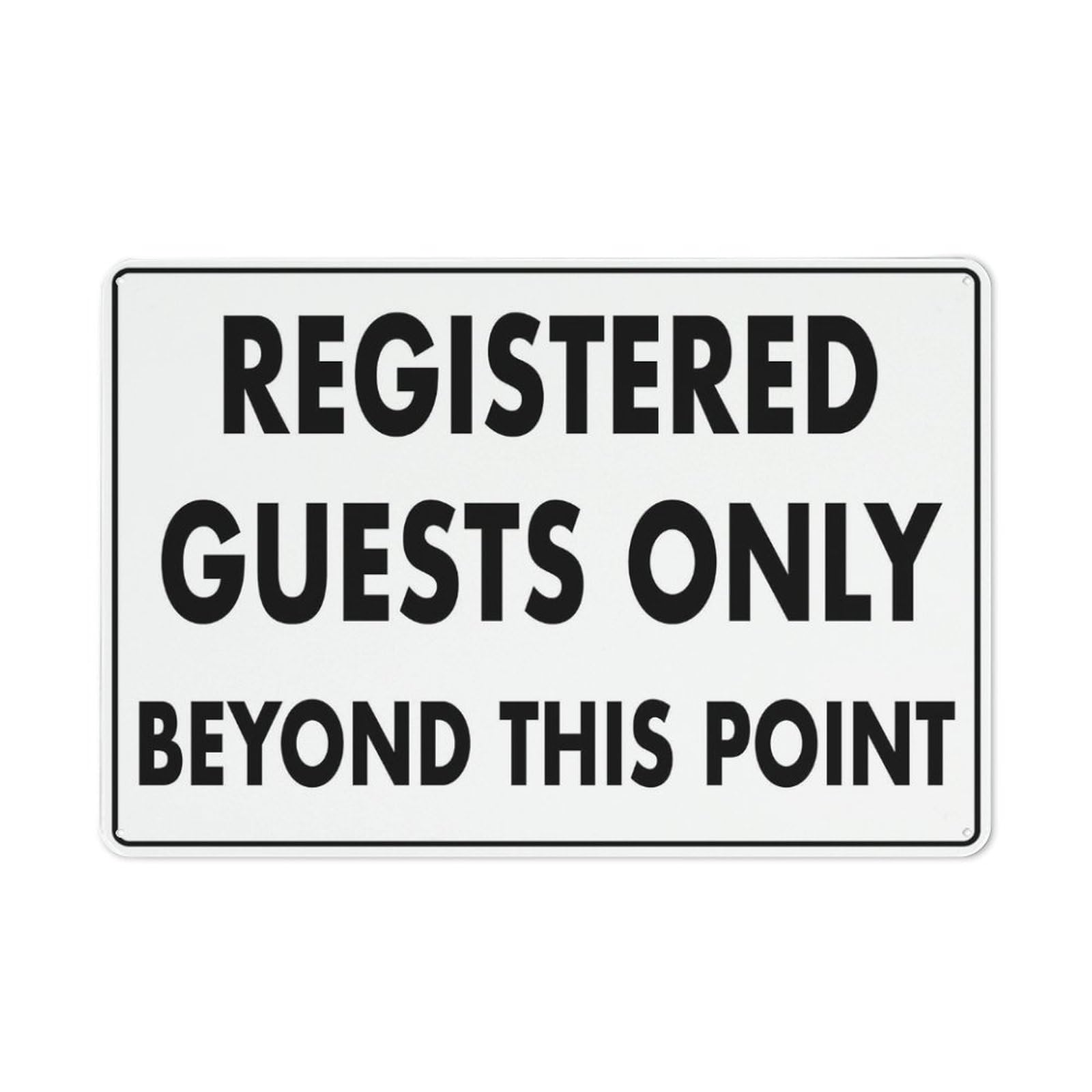 Registered Guests Only Beyond This Point Sign Warning Tin Sign Home Kitchen Farm Garden Garage Wall Decor 12X8Inch