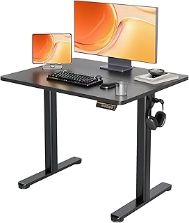 Claiks Elevating Desk, Electric Standing Desk, Elevating Type, Table, Width 35.4 x Depth 23.6 inches 90 x 60 cm, Telework, Office Desk, Home Work, Computer Desk, Height Adjustment, Memory Function,