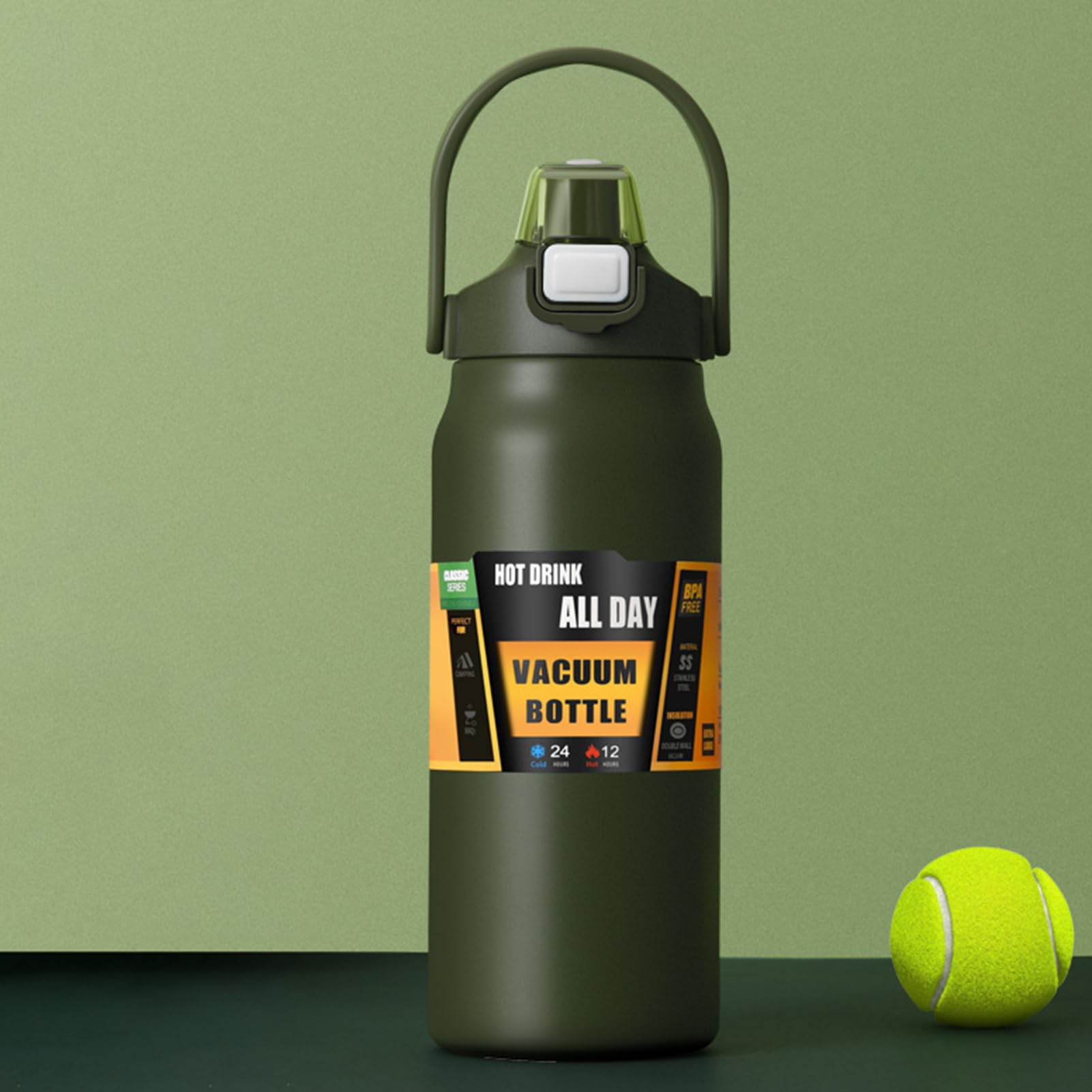 Borraccia Ad Isolamento Termico Da 1500ml A Vuoto Antigoccia Con Cannuccia | Bottiglia per Acqua Fresca Per Bambini, Donne, Uomini, Scuola, Sport, Casa, Viaggio, Caffè E Bevande