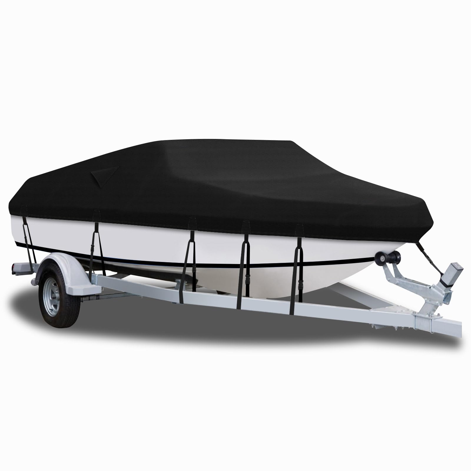 Copertura per Barca Telo Copri Barca Tessuto Oxford 900D Resistente, Coperture per Barca Impermeabile, Antivento e Resistente ai Raggi UV per Scafo a V, Barca da Pesca - Black (20-22ft)