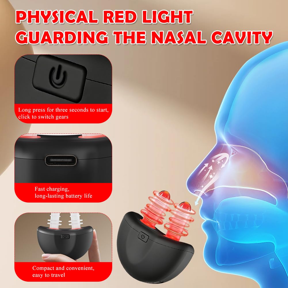 Luz sinusal sin nariz, Respirelief Red Light Nasal Therapier, Instrumento de Terapia Nasal Luz Roja, Sinusitis Luz Roja Dispositivo de Terapia Nasal, Promueve la Respiración Natural y Alivio De