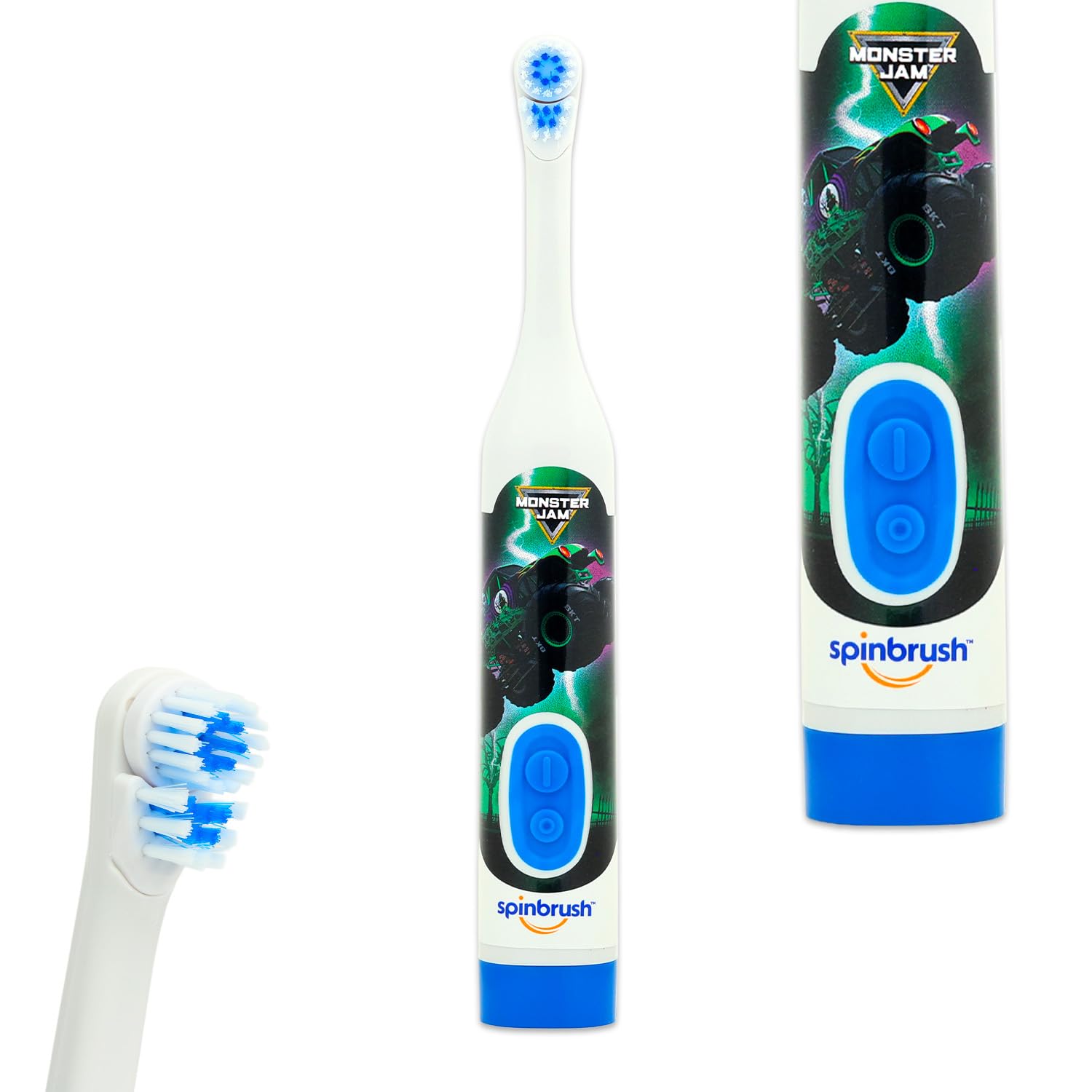 Monster Jam Kit da viaggio per l'igiene orale per bambini – Bundle con scavatrice tomba spazzolino elettrico Plus adesivi e altro per ragazzi, bambini | Monster Jam spazzolino da denti