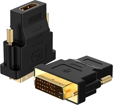 DVI to HDMI, Bidirectional DVI-D to HDMI Male to Female Adapter with Gold-Plated 2 Pack